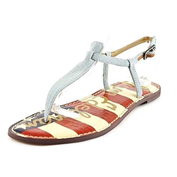 Sam Edelman | Gigi Heavenly Blue American Flag Strappy Ankle Buckle Sandal 8.5 - Picture 2 of 9